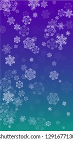 Snowflakes Christmas Background. Element of Design with Snow for a Postcard, Invitation Card, Banner, Flyer.  Vector Falling Snowflakes on a Blue Background
