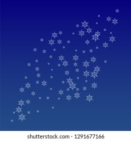 Snowflakes Christmas Background. Element of Design with Snow for a Postcard, Invitation Card, Banner, Flyer.  Vector Falling Snowflakes on a Blue Background


