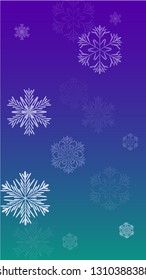 Snowflakes Christmas Background. Element of Design with Snow for a Postcard, Invitation Card, Banner, Flyer.  Vector Falling Snowflakes on a Blue Background
