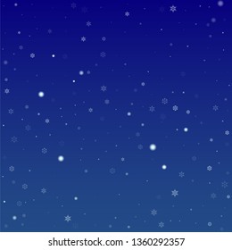 Snowflakes Christmas Background. Element of Design with Snow for a Postcard, Invitation Card, Banner, Flyer.  Vector Falling Snowflakes on a Blue Background


