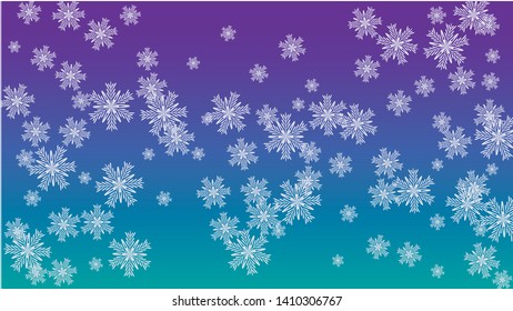 Snowflakes Christmas Background. Element of Design with Snow for a Postcard, Invitation Card, Banner, Flyer.  Vector Falling Snowflakes on a Blue Background
