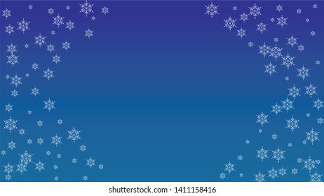 Snowflakes Christmas Background. Element of Design with Snow for a Postcard, Invitation Card, Banner, Flyer.  Vector Falling Snowflakes on a Blue Background

