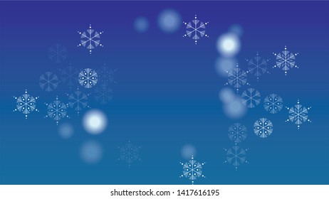 Snowflakes Christmas Background. Element of Design with Snow for a Postcard, Invitation Card, Banner, Flyer.  Vector Falling Snowflakes on a Blue Background

