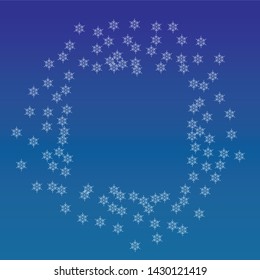 Snowflakes Christmas Background. Element of Design with Snow for a Postcard, Invitation Card, Banner, Flyer.  Vector Falling Snowflakes on a Blue Background


