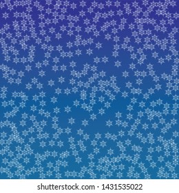 Snowflakes Christmas Background. Element of Design with Snow for a Postcard, Invitation Card, Banner, Flyer.  Vector Falling Snowflakes on a Blue Background


