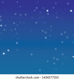 Snowflakes Christmas Background. Element of Design with Snow for a Postcard, Invitation Card, Banner, Flyer.  Vector Falling Snowflakes on a Blue Background


