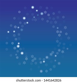 Snowflakes Christmas Background. Element of Design with Snow for a Postcard, Invitation Card, Banner, Flyer.  Vector Falling Snowflakes on a Blue Background


