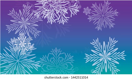 Snowflakes Christmas Background. Element of Design with Snow for a Postcard, Invitation Card, Banner, Flyer.  Vector Falling Snowflakes on a Blue Background
