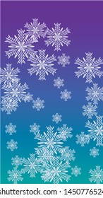 Snowflakes Christmas Background. Element of Design with Snow for a Postcard, Invitation Card, Banner, Flyer.  Vector Falling Snowflakes on a Blue Background
