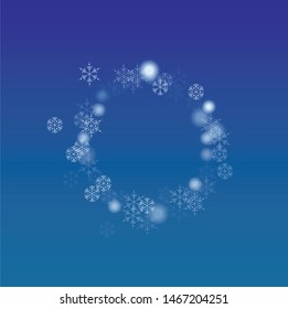 Snowflakes Christmas Background. Element of Design with Snow for a Postcard, Invitation Card, Banner, Flyer.  Vector Falling Snowflakes on a Blue Background


