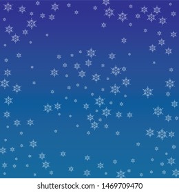 Snowflakes Christmas Background. Element of Design with Snow for a Postcard, Invitation Card, Banner, Flyer.  Vector Falling Snowflakes on a Blue Background


