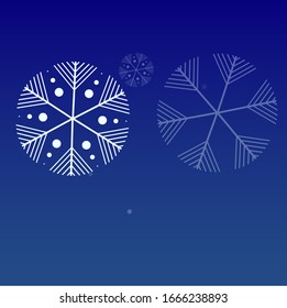 Snowflakes Christmas Background. Element of Design with Snow for a Postcard, Invitation Card, Banner, Flyer.  Vector Falling Snowflakes on a Blue Background


