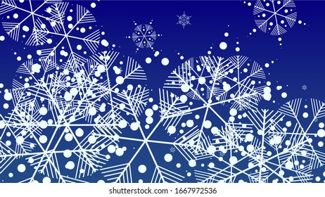 Copos de nieve de fondo navideño. Elemento de diseño con nieve para una postal, tarjeta de invitación, pancarta, volante.  El vector cae copos de nieve en un fondo azul

