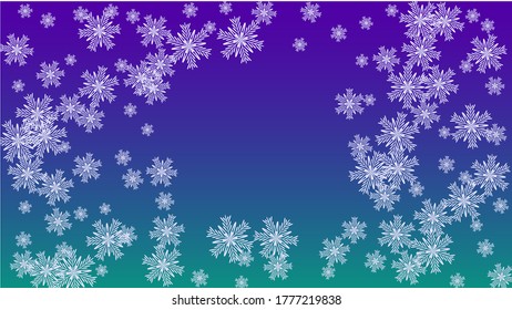 Snowflakes Christmas Background. Element of Design with Snow for a Postcard, Invitation Card, Banner, Flyer.  Vector Falling Snowflakes on a Blue Background
