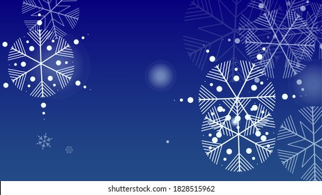 Snowflakes Christmas Background. Element of Design with Snow for a Postcard, Invitation Card, Banner, Flyer.  Vector Falling Snowflakes on a Blue Background

