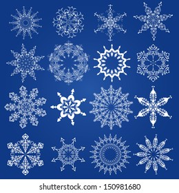 snowflakes, Christmas design elements on a blue background