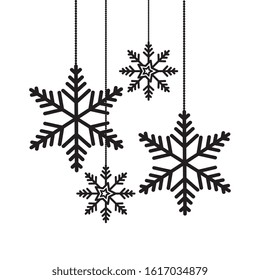 snowflakes christmas hanging isolated icon vector illustration design