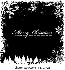 Snowflakes Christmas and New Year background, decorated grunge white pattern of the snowflakes on the black background