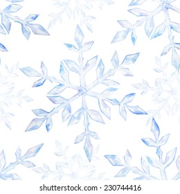 Snowflakes christmas patterns. Holiday background. Watercolor hand drawn illustrations.