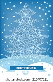 snowflakes christmas tree with falling snow