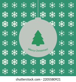 Snowflakes christmas tree greeting card. Snow flakes seamless pattern, snowfall winter card, snow falling vector illustration, snowflakes frame for Christmas design