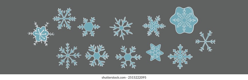 Snowflakes Christmas Winter Elements Cards Illustration