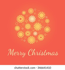 Snowflakes in circle and cute text Merry Christmas Vector Geometric print. Perfect for tag, label, gift card and much more
