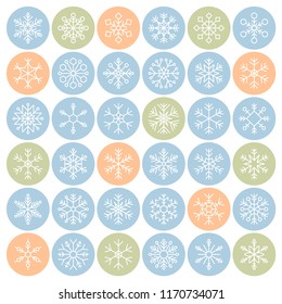 Snowflakes in circle vector icon pixel perfect