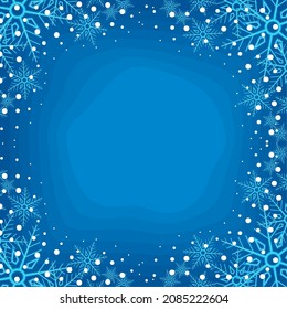 icono de póster de cuadro circular con copos de nieve