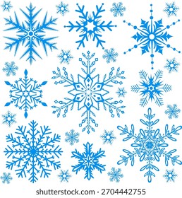Snowflakes collection, element for design, vector illustration