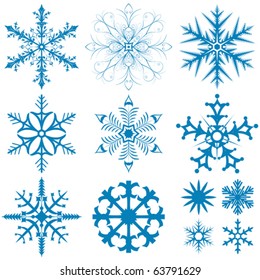 Snowflakes collection, element for design, vector illustration