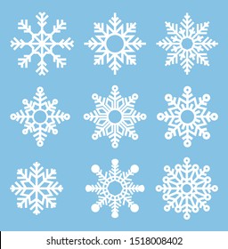 Snowflakes collection in flat style .Vector graphic