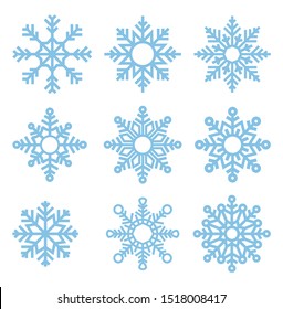 Snowflakes collection in flat style .Vector graphic