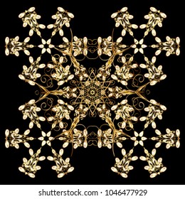 Snowflakes collection. Isolated of vector black, beige and brown snowflakes. Fine winter ornament. Vector illustration.