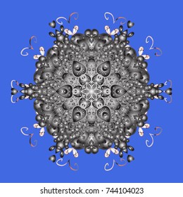 Snowflakes collection. Isolated of vector blue, gray and neutral snowflakes. Fine winter ornament. Vector illustration.