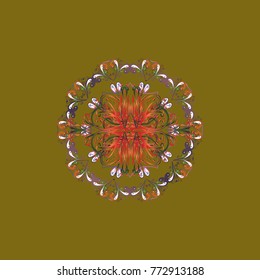 Snowflakes collection. Isolated of vector brown, orange and purple snowflakes. Fine winter ornament. Vector illustration.