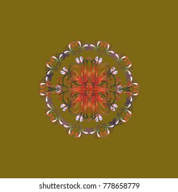 Snowflakes collection. Isolated of vector brown, orange and purple snowflakes. Fine winter ornament. Vector illustration.