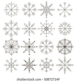 Snowflakes collection painted by hand.