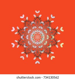 Snowflakes collection. Vector illustration. Isolated of vector orange, gray and white snowflakes. Fine winter ornament.