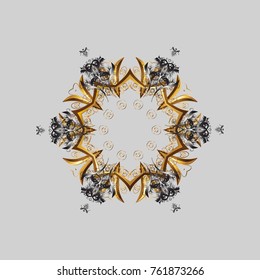 Snowflakes collection. Vector illustration. Isolated of vector gray, brown and beige snowflakes. Fine winter ornament.