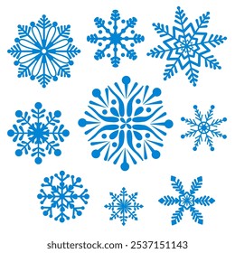 Snowflakes Collection vector isolated on white