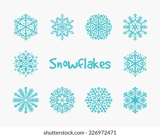 Snowflakes collection. Vintage decorative elements