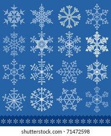Colección Snowflakes para su diseño. Todos los elementos están separados. El archivo está en capas