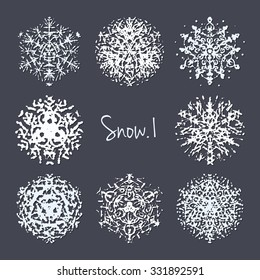 Snowflakes collection/Ink hand drawn snowflakes vector set