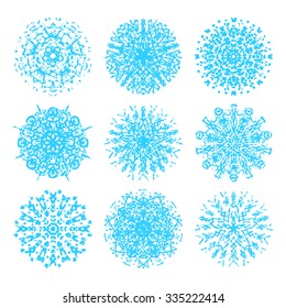 Snowflakes collection/Ink hand drawn snowflakes vector set