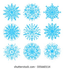 Snowflakes collection/Ink hand drawn snowflakes vector set