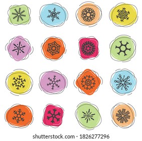 Iconos vectoriales de colores de copos de nieve para la interfaz web y de usuario