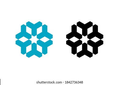 Schneeflocken-Konzept mit hellblauen und schwarzen, geometrischen Weihnachtsschmuck. Sehr geeignet für verschiedene geschäftliche Zwecke, auch für Symbol, Symbol und viele mehr.