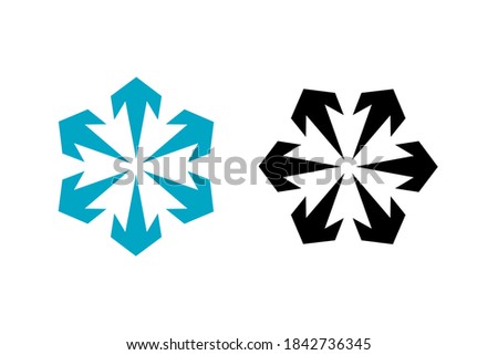 Snowflakes concept with light blue color and black, geometric Christmas ornaments. Very suitable in various business purposes, also for icon, symbol and many more.