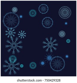 Snowflakes Confetti. Falling Snow Christmas, New Year Celebration Design. Festive Border Holiday Decoration, Rich Snowflakes Confetti. Vector Winter Banner. Luxury Vintage Retro Snowfall Background.